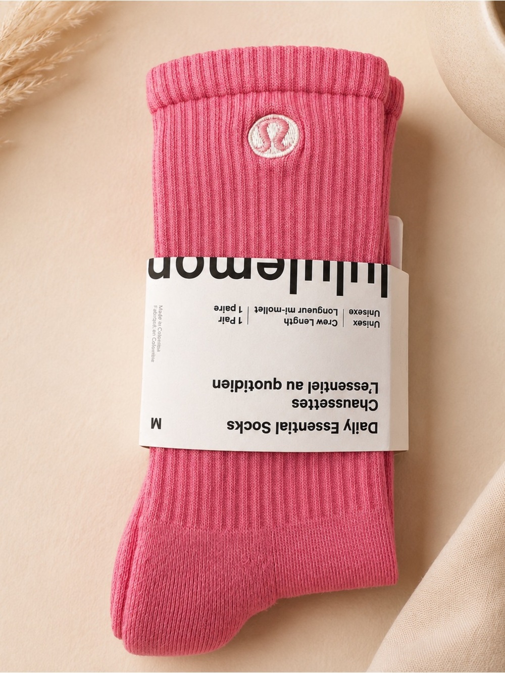 lululemon athletica Men’s Pink Crew Athletic Socks